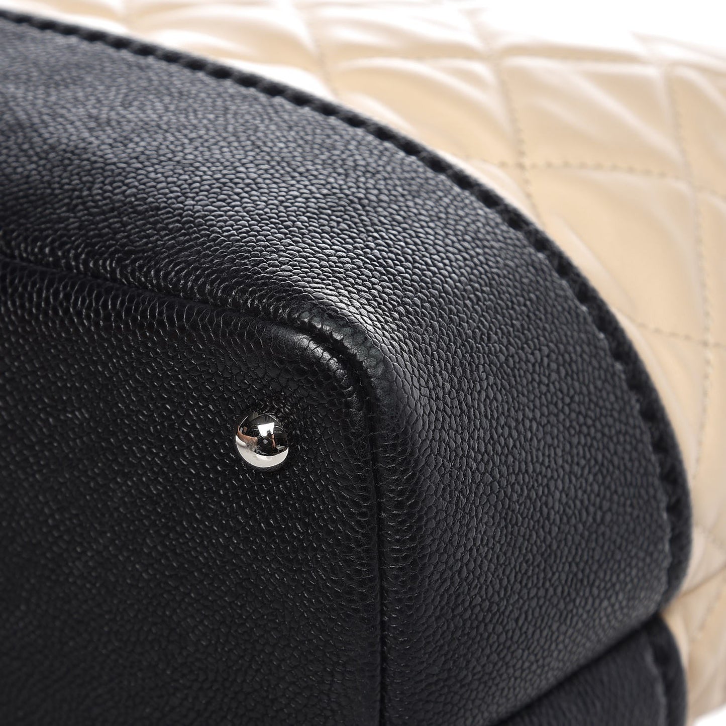 Calfskin Caviar Quilted Large Shopping Tote Beige