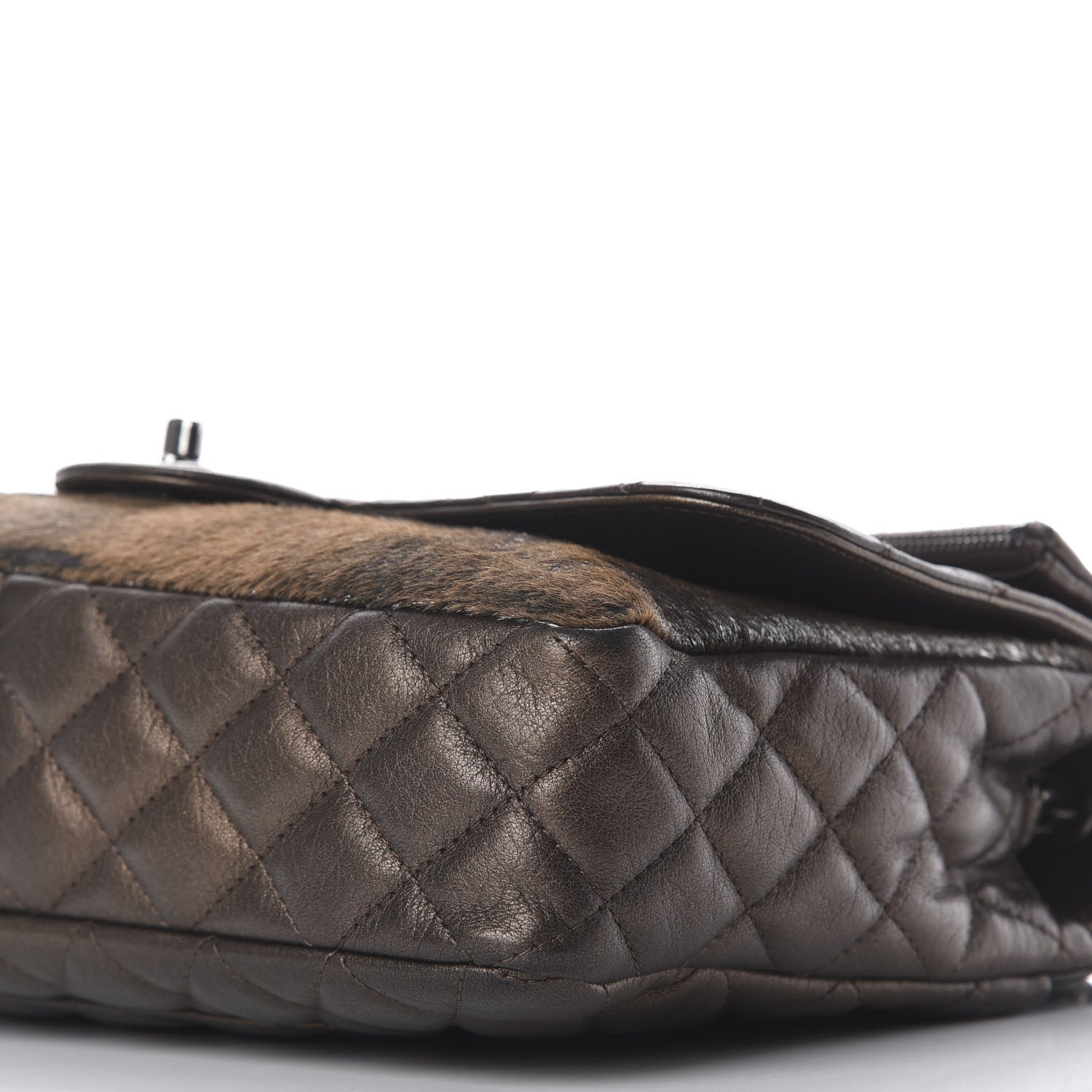 Chanel Metallic Lambskin Pony Hair Quilted Jumbo Multi Bag Bronze 8 of 9
