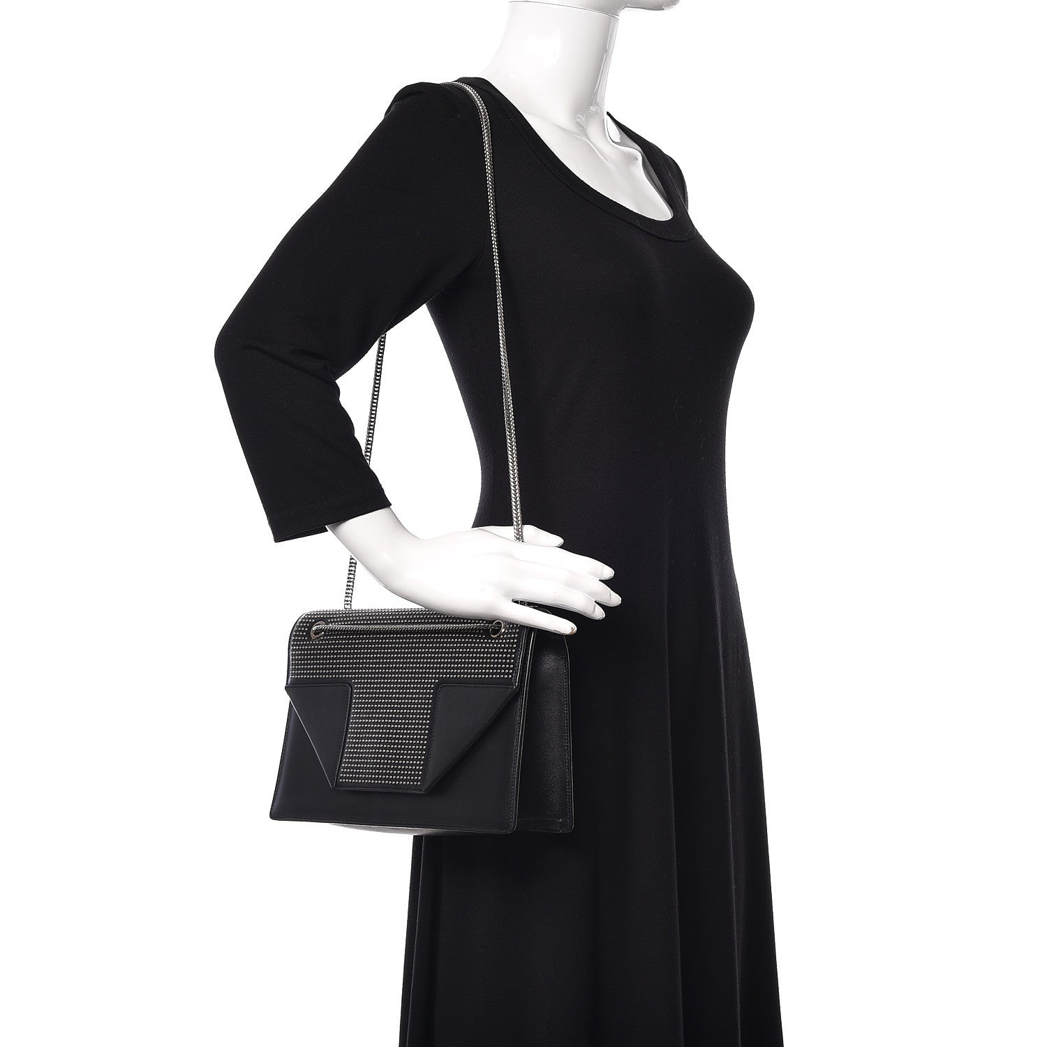Saint Laurent Calfskin Studded Medium Betty Black 2 of 18