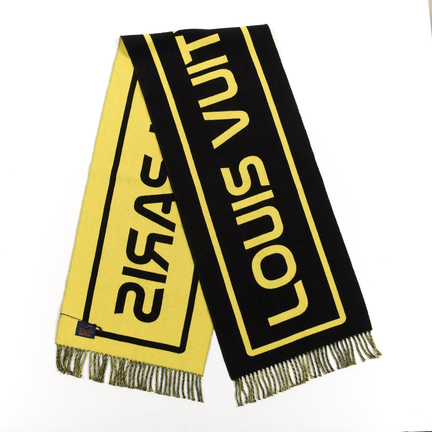 Louis Vuitton Wool Cashmere City Gravity Scarf Jaune Black 2 of 3
