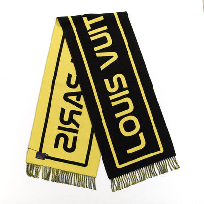 Louis Vuitton Wool Cashmere City Gravity Scarf Jaune Black 2 of 3