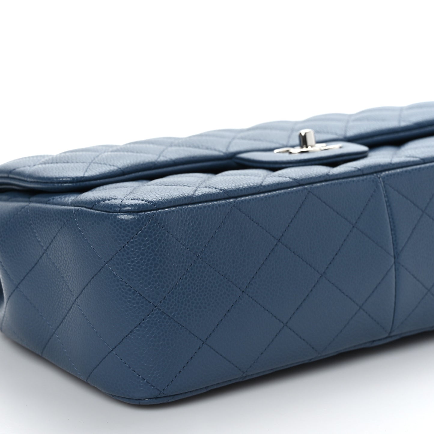 Caviar Quilted Jumbo Double Flap Blue