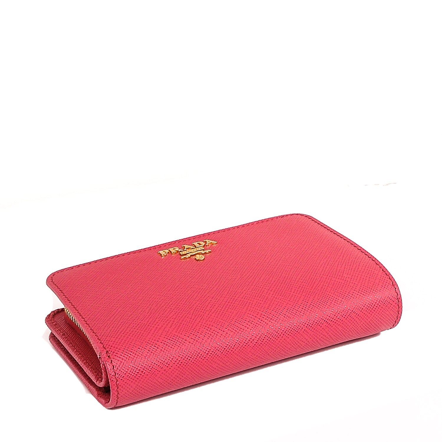 Prada Saffiano Metal Compact Wallet Peonia 4 of 6