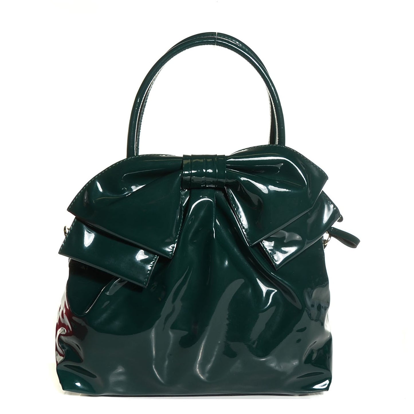 Patent Lacca Bow Dome Tote Dark Green