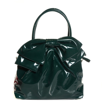 Valentino Garavani Patent Lacca Bow Dome Tote Dark Green 1 of 9