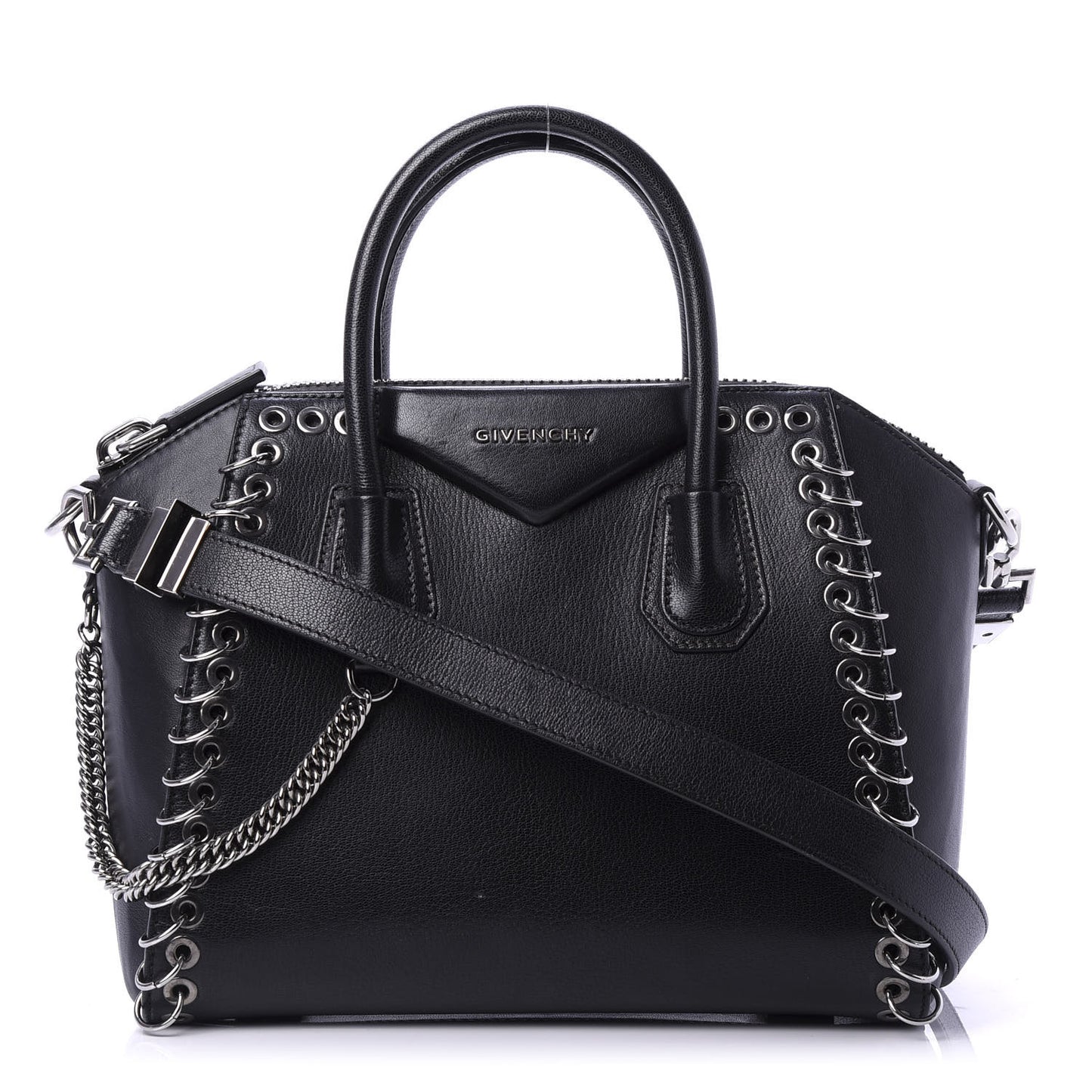 Sugar Goatskin Small Eyelet Antigona Black