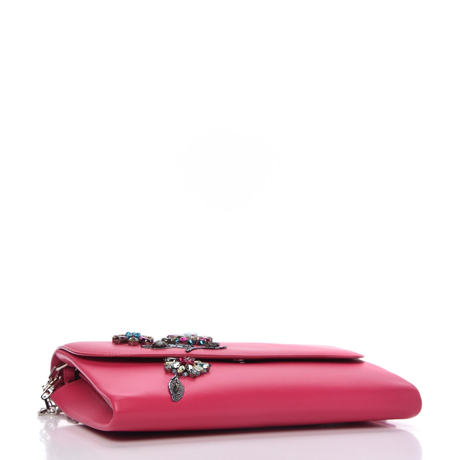 Christian Dior Lambskin Floral Embellished Clutch Pink 4 of 12