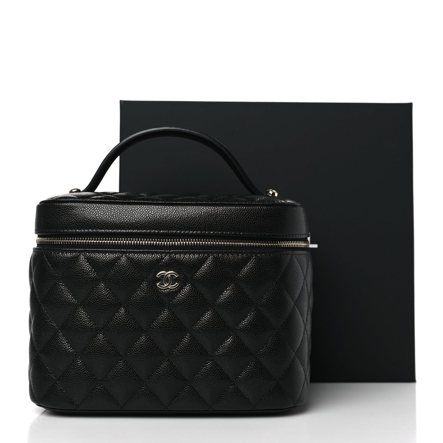 Caviar Quilted Large Vanity Pouch Black