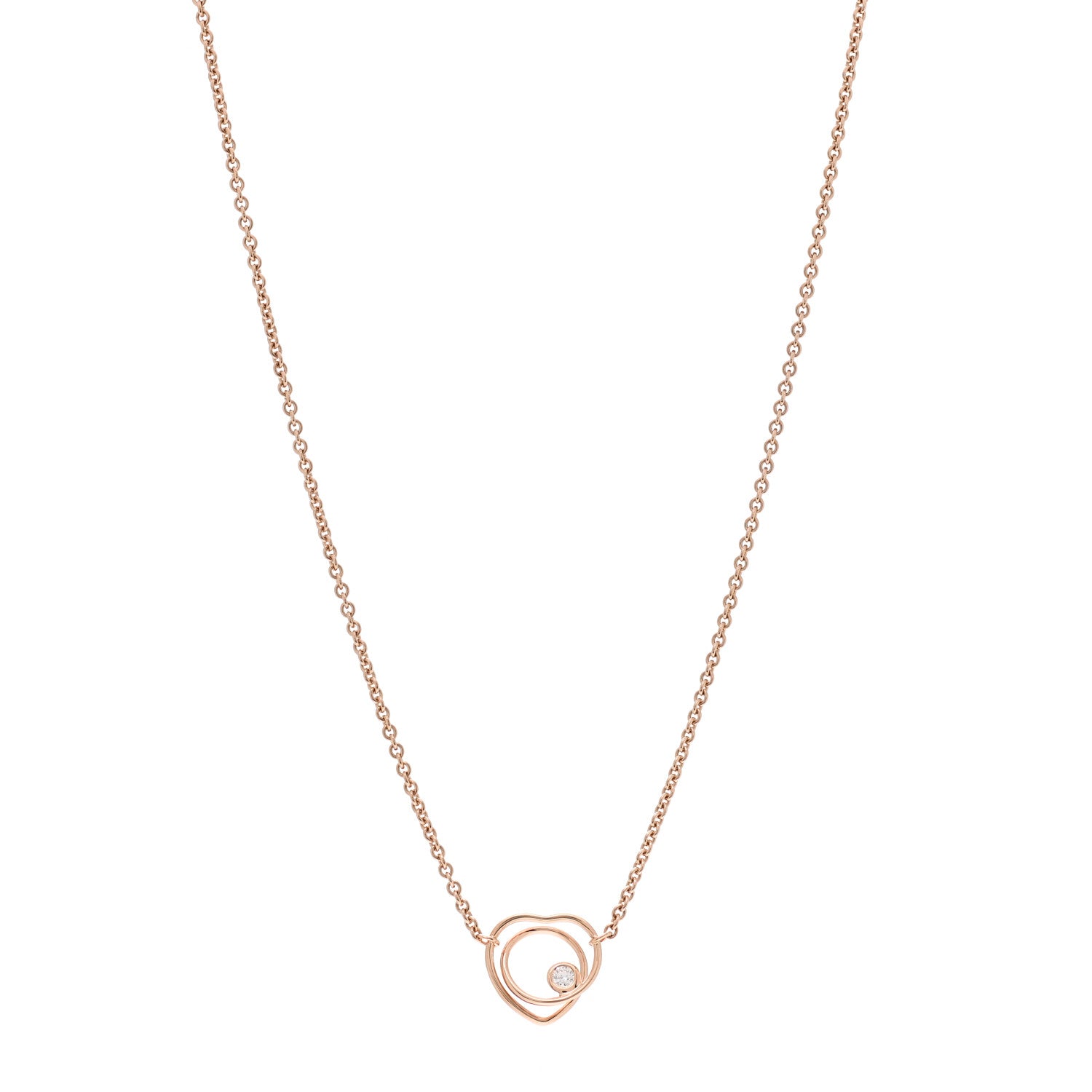 Hermes 18K Rose Gold Diamond TPM Vertige Coeur Necklace ST 1 of 6