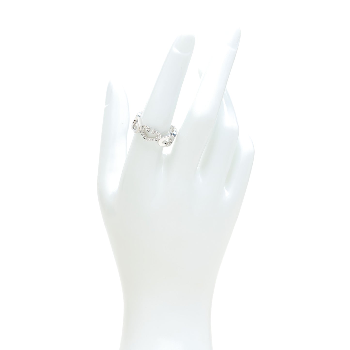 18K White Gold Diamond Hearts and Symbols Ring 56 7.5