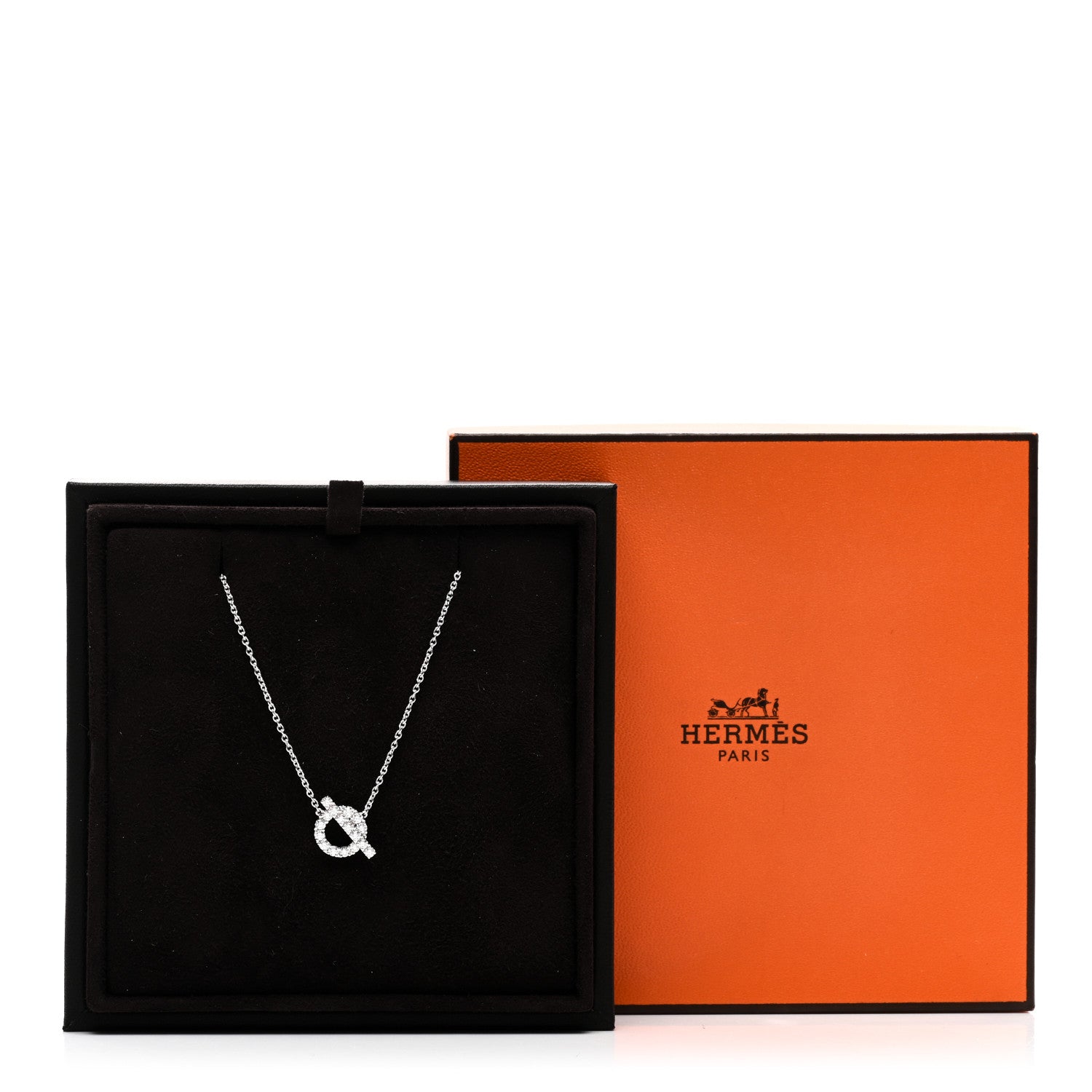 Hermes 18K White Gold Diamond Finesse Pendant Necklace 5 of 5