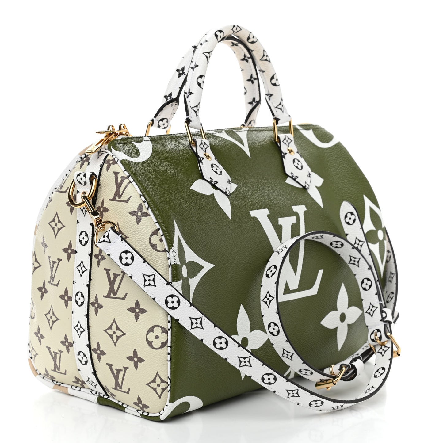 Monogram Giant Speedy Bandouliere 30 Kaki Beige