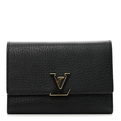 Louis Vuitton Taurillon Capucines Compact Wallet Black 1 of 7