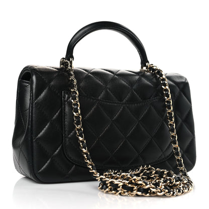 Chanel Lambskin Quilted Mini Top Handle Rectangular Flap Black 3 of 9
