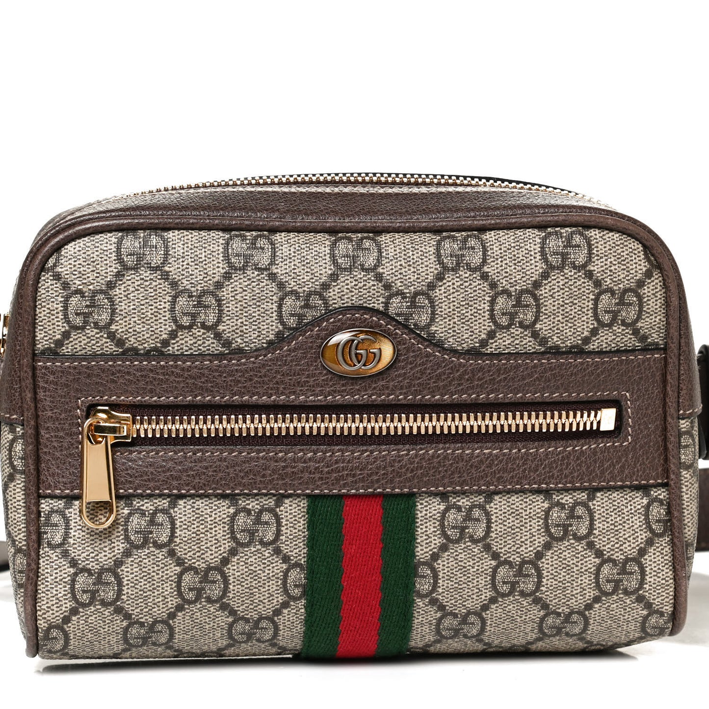 GG Supreme Monogram Web Small Ophidia Belt Bag 75 30 Dark Brown