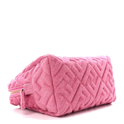 Fendi Terry Cloth Vitello Century Matte FF 1974 Embossed Medium Trapezoid Beauty Pouch Lollypop 4 of 10