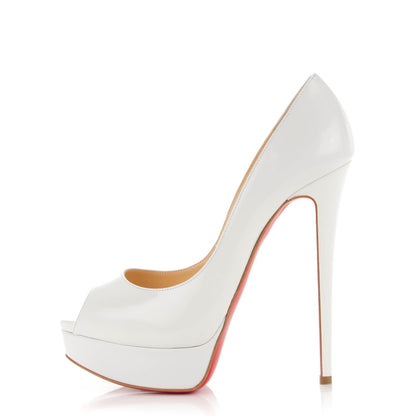 Christian Louboutin Jazz Calf Lady Peep 150 Pumps 39 White 1 of 7