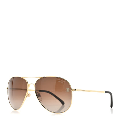 Chanel Aviator Polarized CC Sunglasses 4189-T-Q Gold 1 of 8