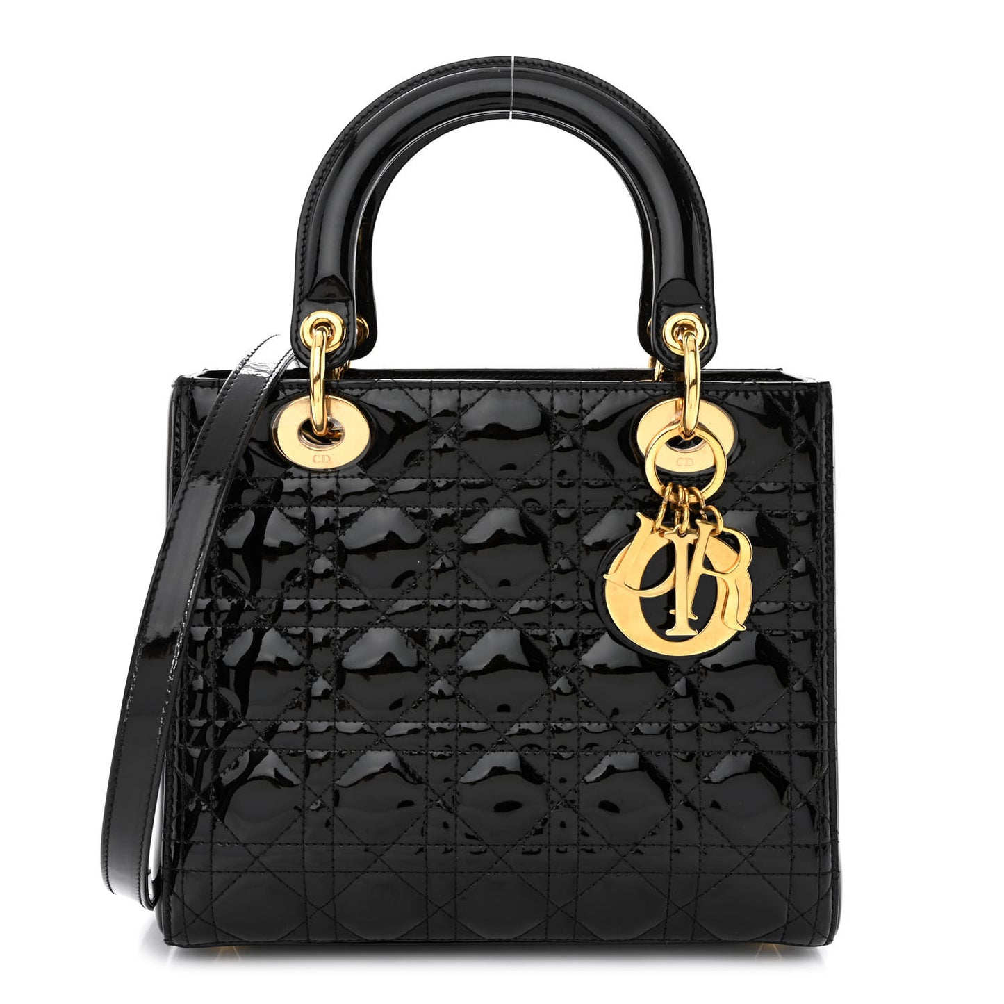 Patent Cannage Medium Lady Dior Black