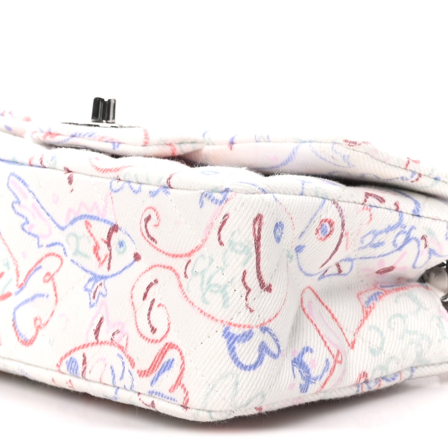 Chanel Denim Printed Fish Quilted Mini Rectangular Flap White Multicolor 10 of 10