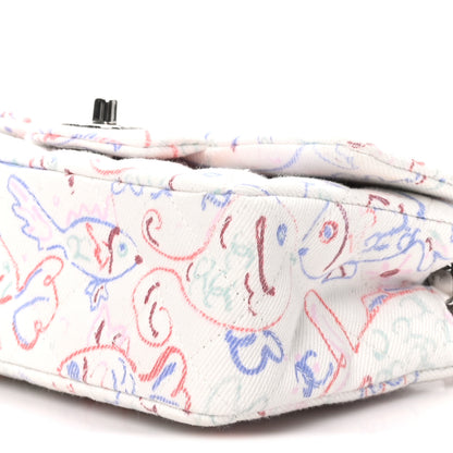 Chanel Denim Printed Fish Quilted Mini Rectangular Flap White Multicolor 10 of 10