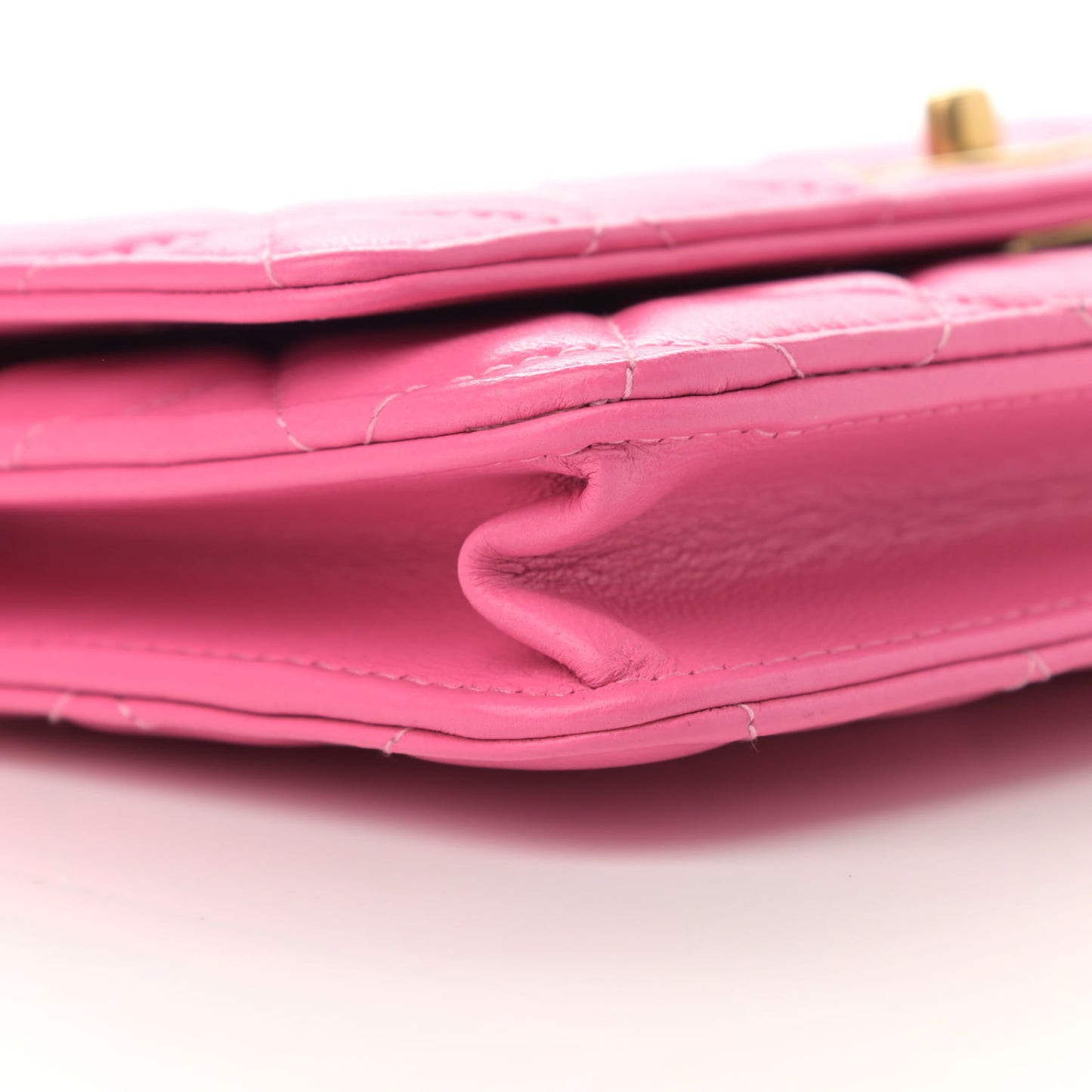 Lambskin Quilted CC Pearl Crush Wallet on Chain WOC Pink