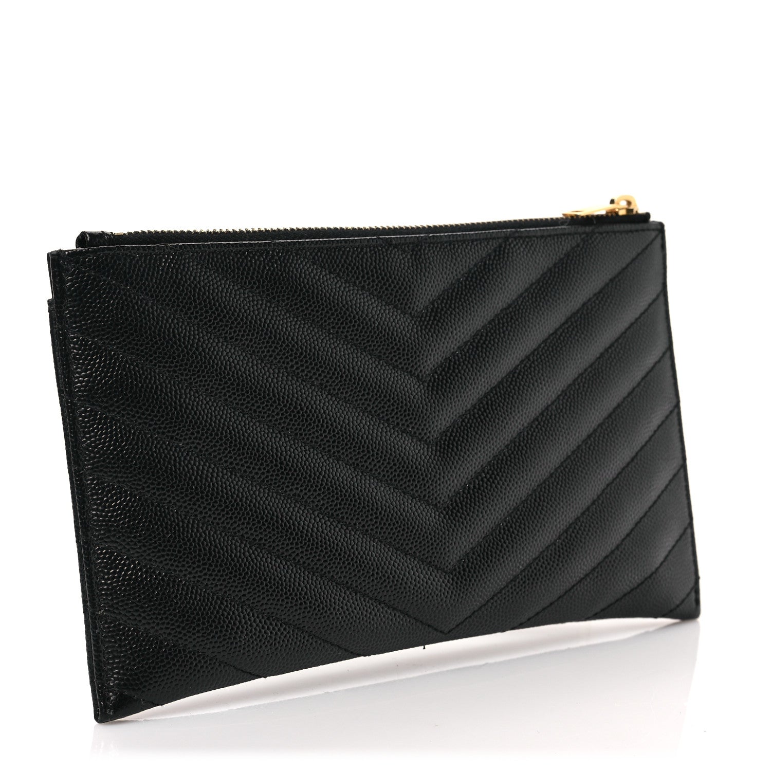 Saint Laurent Grain De Poudre Chevron Monogram Bill Pouch Black 3 of 6