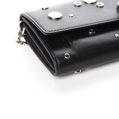 Alexander McQueen Calfskin Grommet Skull Wallet On Chain Black 7 of 12
