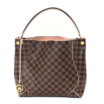 Louis Vuitton Damier Ebene Caissa Hobo Rose Ballerine 1 of 12