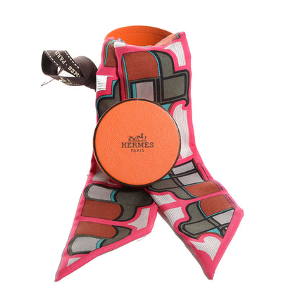 Hermes Silk Les Coupes Twilly Rose Indien Gris Vert De Gris 6 of 6