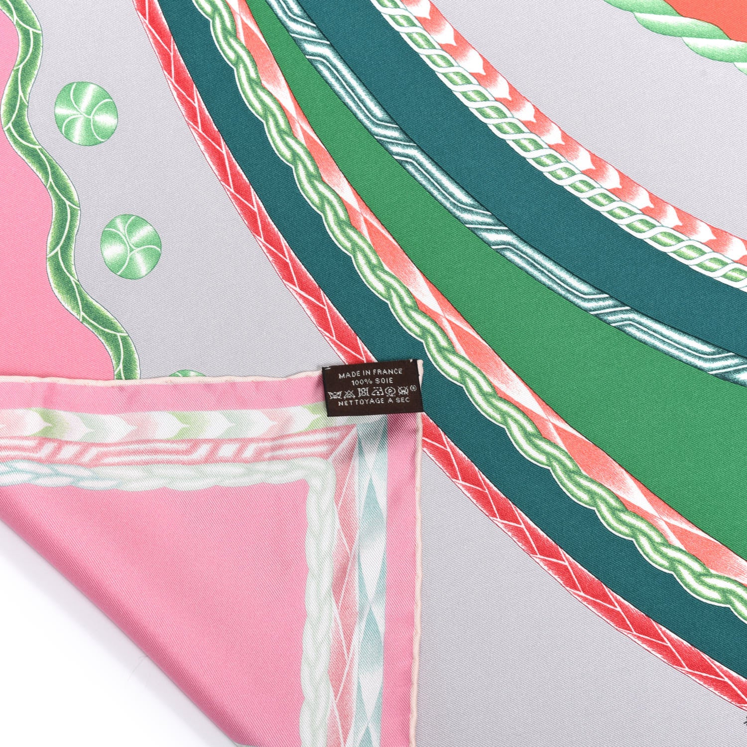 Hermes Silk Robe Du Soir Scarf 90 Rose Bonbon Gris Vert 2 of 5