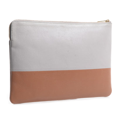 Celine Lambskin Bi-Color Solo Clutch Pouch Grey Tan 3 of 9
