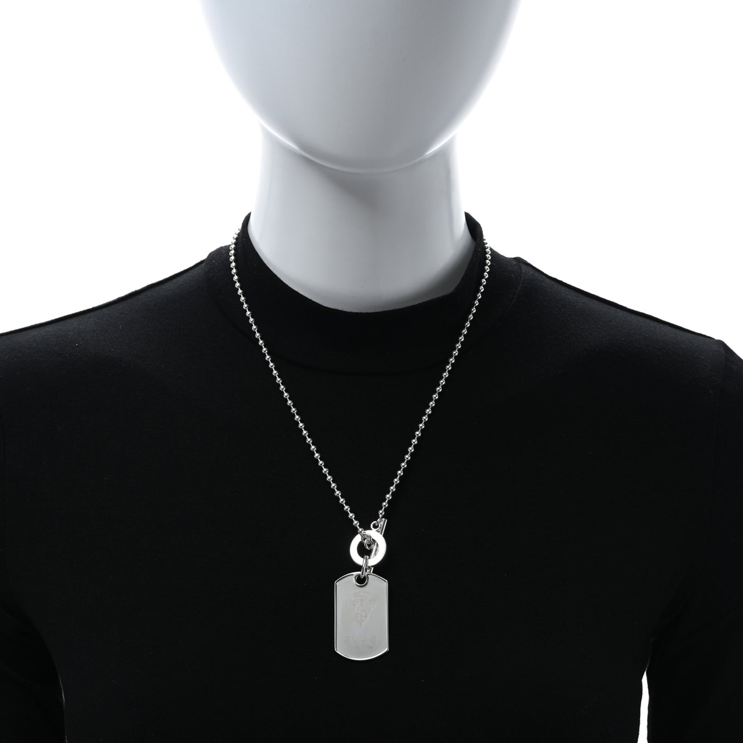 Sterling Silver Crest Dog Tag Toggle Necklace