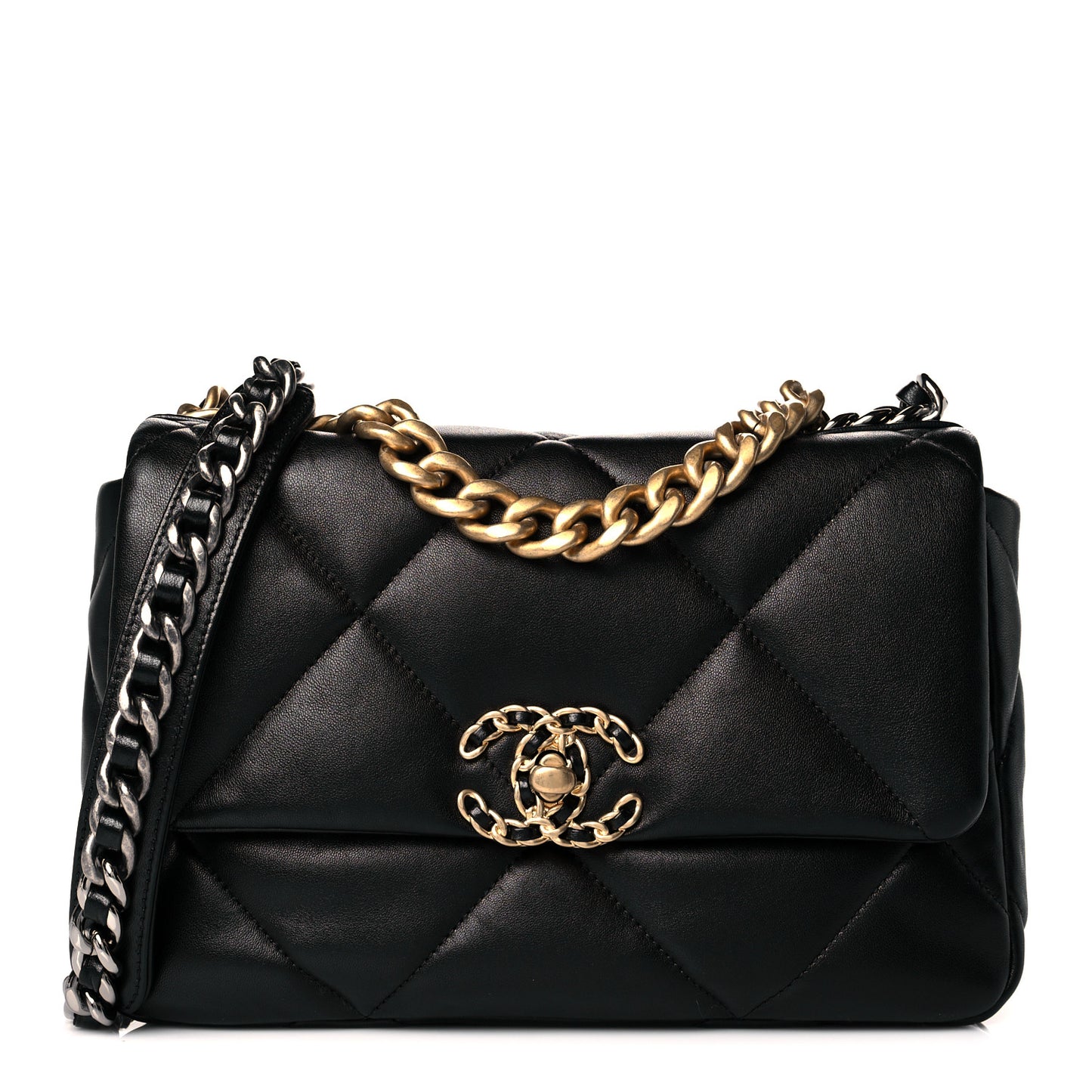 Lambskin Quilted Medium Chanel 19 Flap Black
