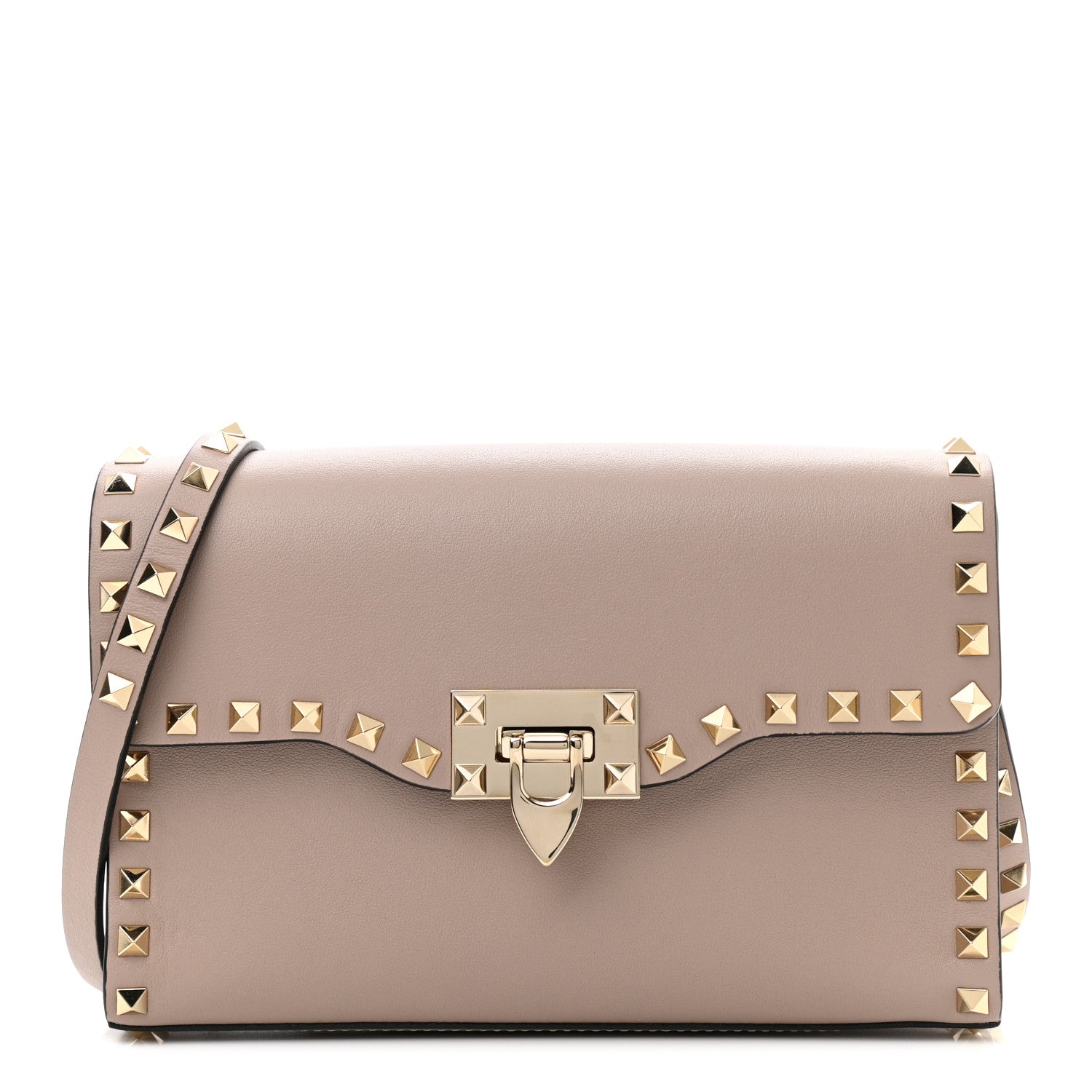 Valentino Garavani Vitello Medium Rockstud Flip Lock Crossbody Bag Poudre 1 of 9