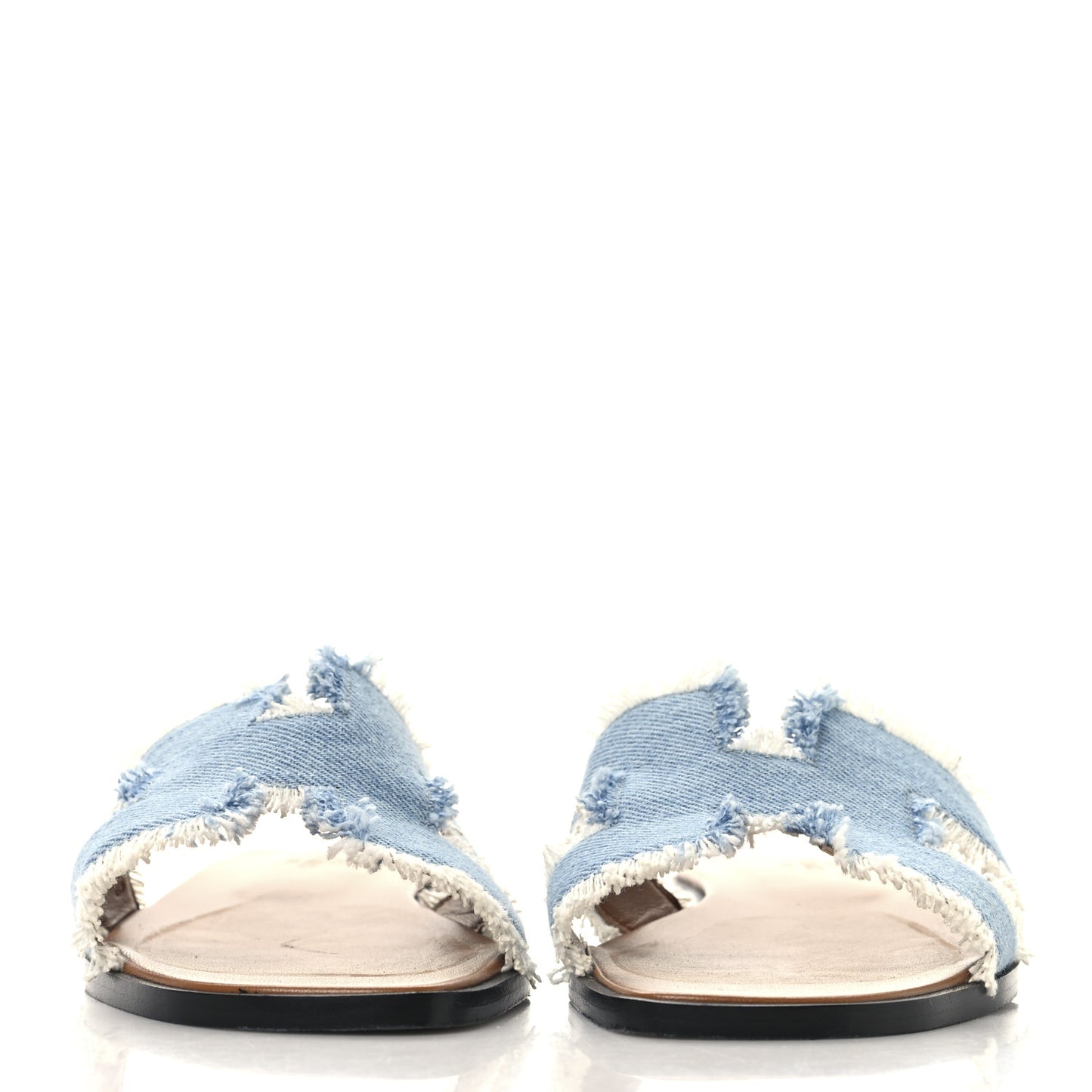 Denim Oran Fringe Sandals 36.5 Bleu Clair