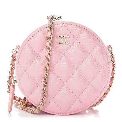 Chanel Iridescent Caviar Quilted Round Clutch With Chain Pink 1 of 8