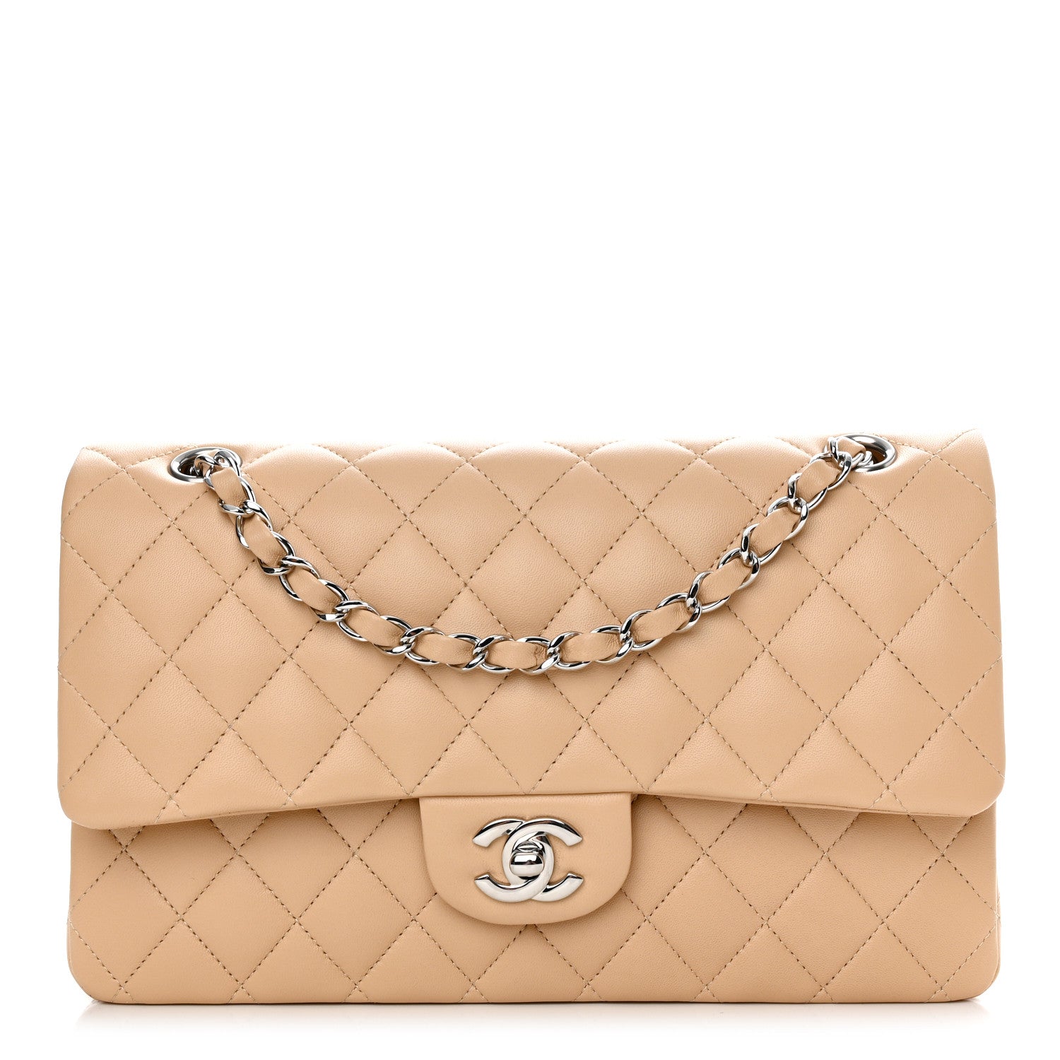 Chanel Lambskin Quilted Medium Double Flap Beige 1 of 10