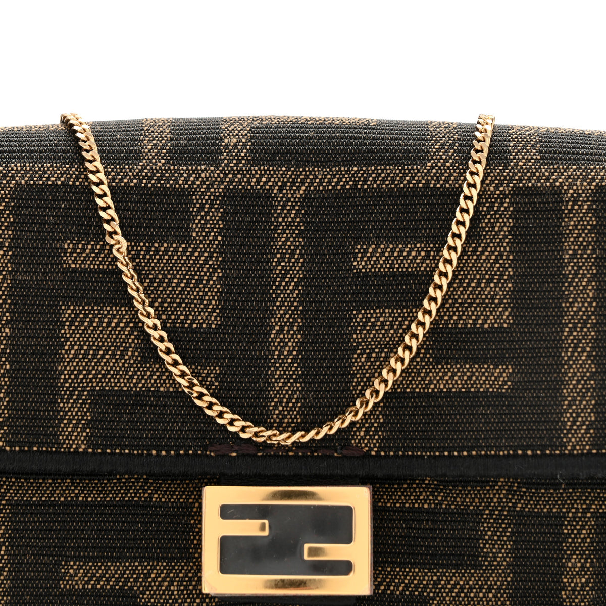 Fendi Fabric Jacquard FF 1974 Nano Baguette Charm Tobacco Moro Black 8 of 11