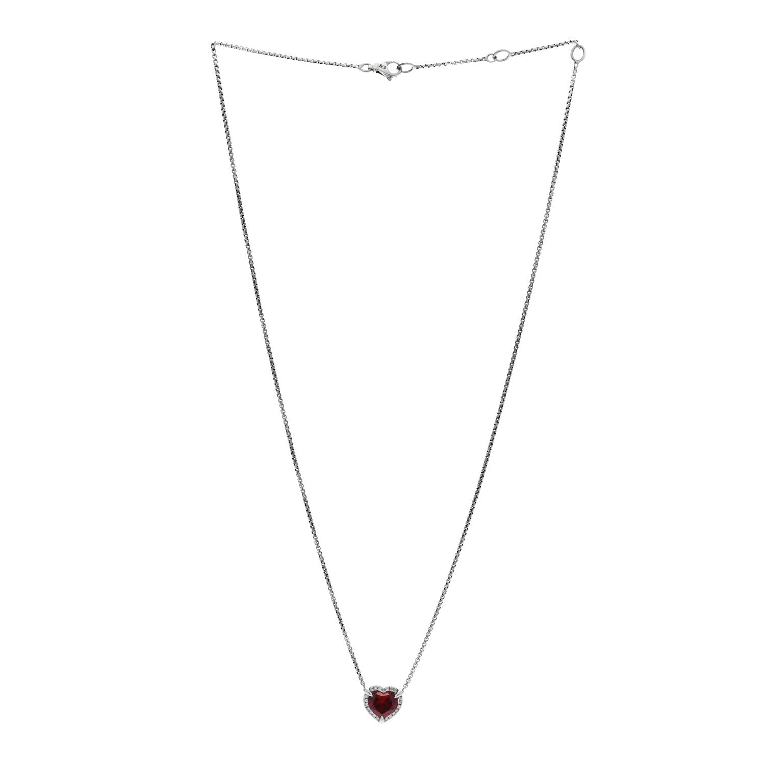 David Yurman Sterling Silver Diamond Rhodolite Garnet Heart Chatelaine Pendant Necklace 3 of 5