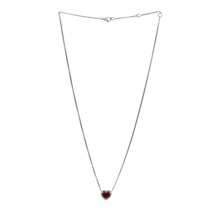 David Yurman Sterling Silver Diamond Rhodolite Garnet Heart Chatelaine Pendant Necklace 3 of 5