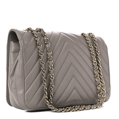 Chanel Calfskin Chevron Quilted Large Statement Flap Grey 3 of 21