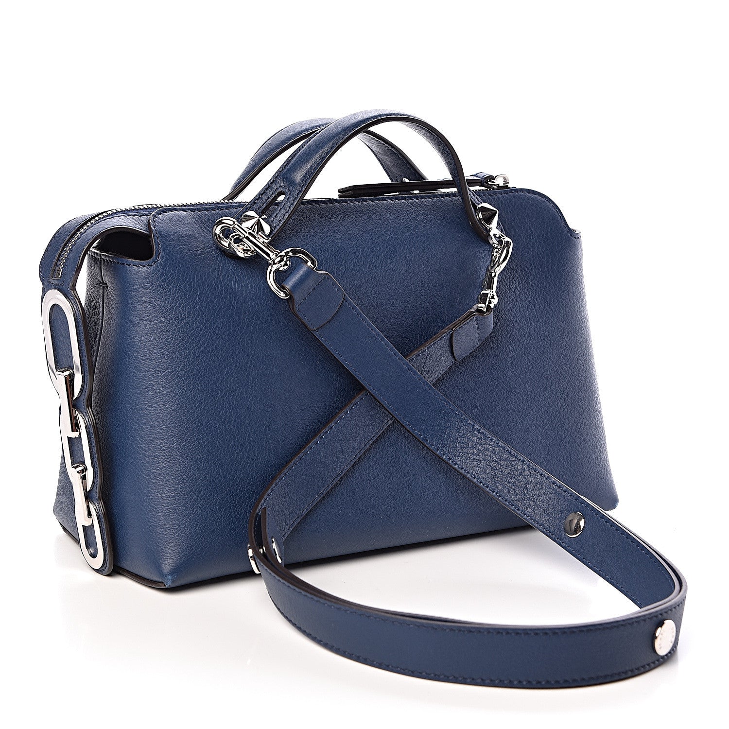 Fendi Vitello Dolce Chain Tail Medium By The Way Boston Bag Blue 3 of 14