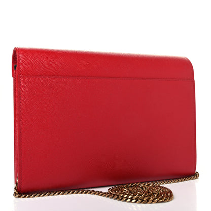 Saint Laurent Grain De Poudre Monogram Cassandra Chain Wallet Red 2 of 5
