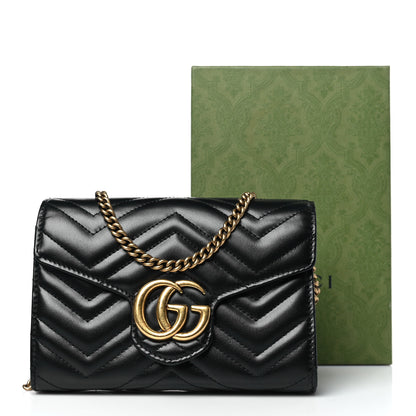 Gucci Calfskin Matelasse GG Marmont Chain Wallet Black 10 of 10