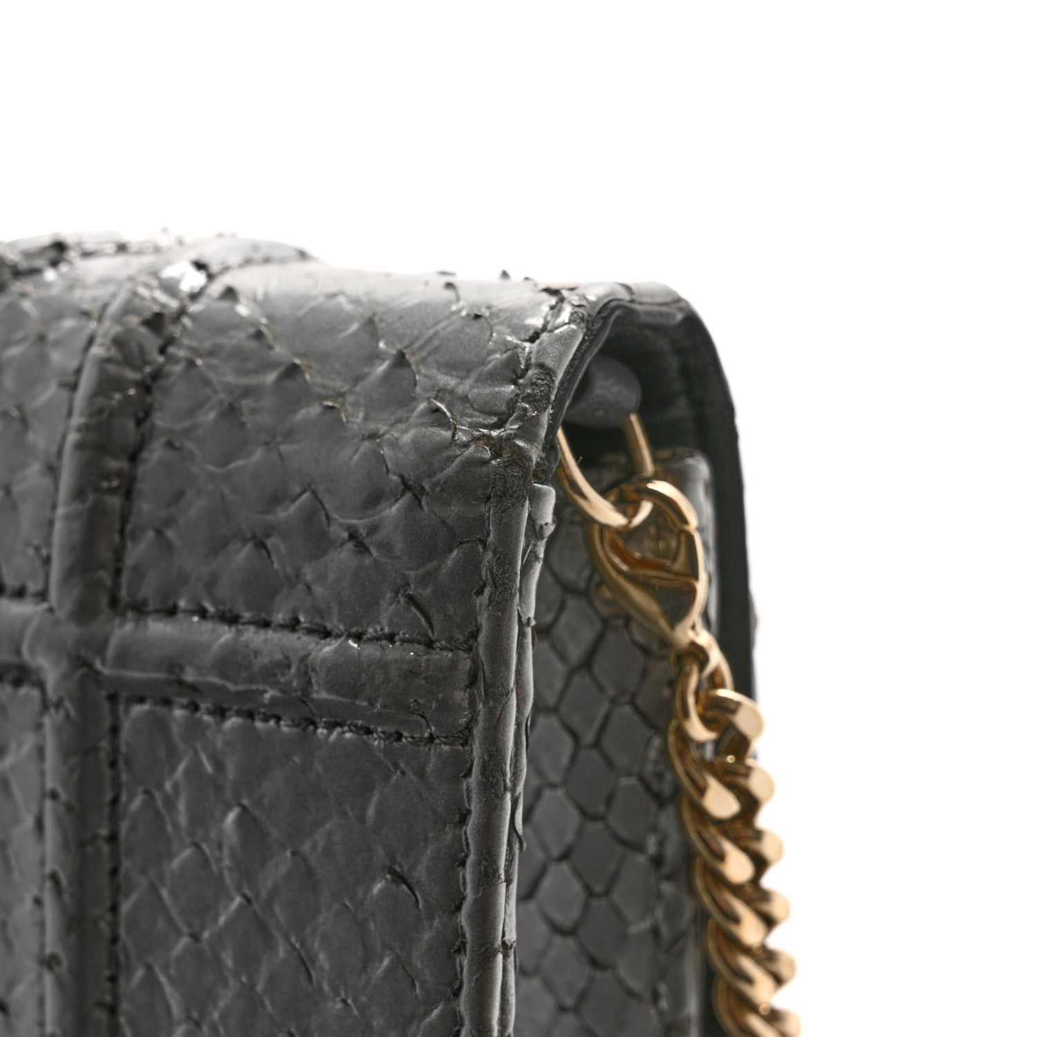 Christian Dior Snakeskin Diorama Wallet on Chain Pouch Silver 18 of 18