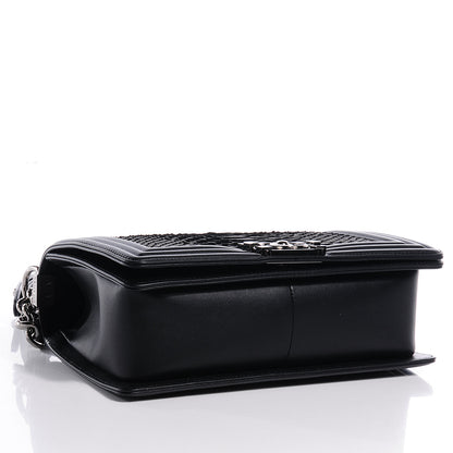 Chanel Matte Python Calfskin Medium Boy Flap Black 4 of 8