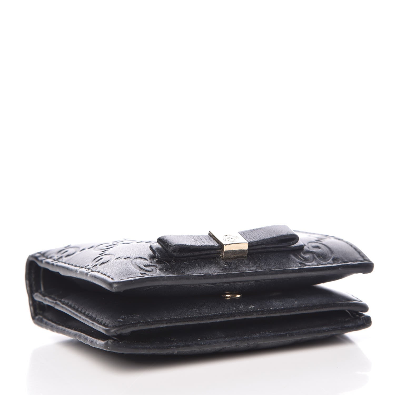 Gucci Guccissima Signature Bowy Card Case Wallet Black 4 of 11
