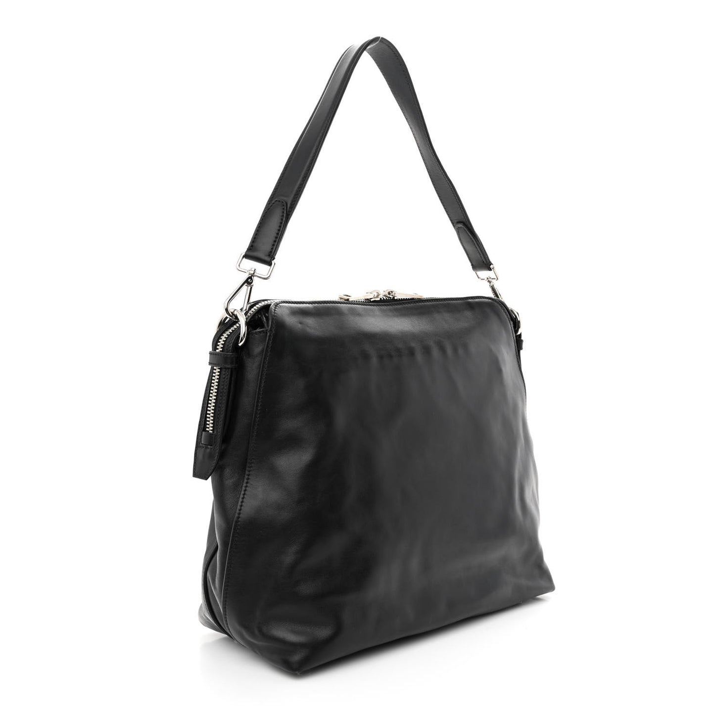 Soft Calf Side Zip Hobo Black