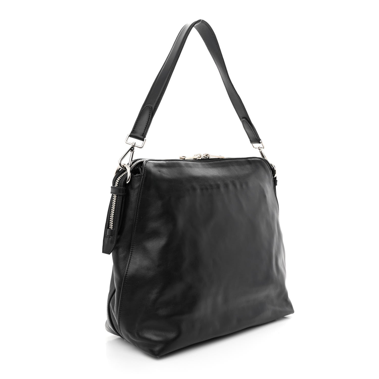 Prada Soft Calf Side Zip Hobo Black 3 of 15